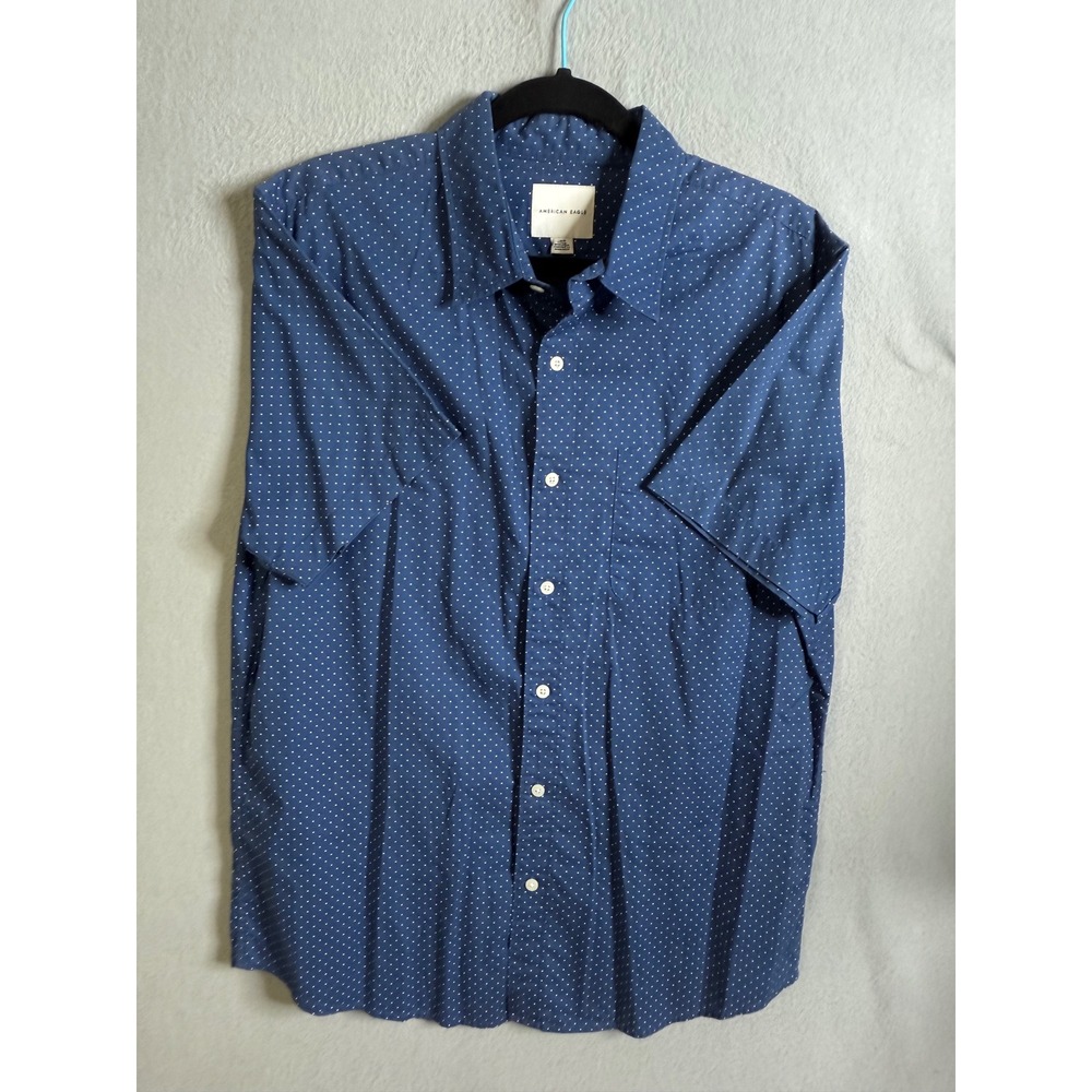 American Eagle Button Up Men's Large Short Sleeve‎ Dot Print Casual
